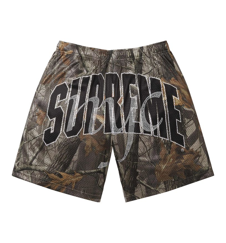 Supreme Rhinestone Mesh Short Camo