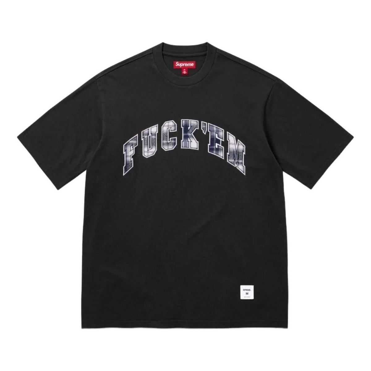 Supreme Fuck Em Plaid Tee Black